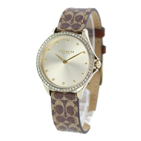 コーチ 時計 レディース 腕時計 手表 クリスタル ゴールド ブラウン レザー 革ベルト 14503218 誕生日プレゼント クリスマス プレゼント