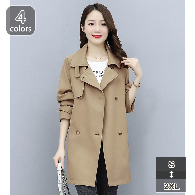 トレンチコート レディース コート ボタン付き ジャケット 長袖 ロング コート アウター ジャケットコート トレンチコート スリム 着痩せ カジュアル おしゃれ 体型カバー 春秋 通学 仕事 防寒対