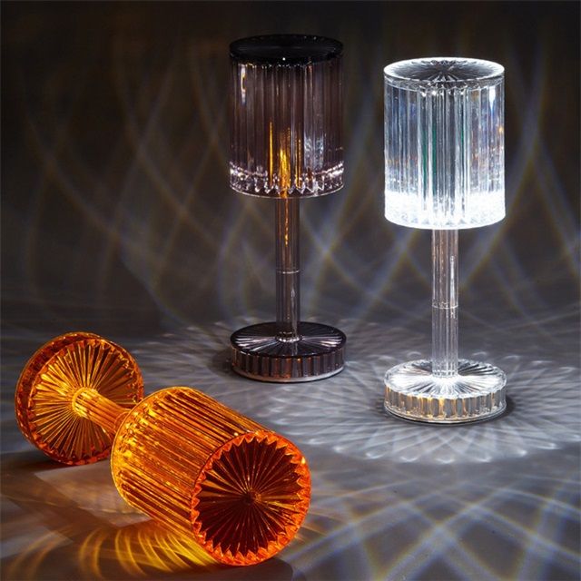 デスクライト LED 水晶 ダイヤモンド アクリル モダン 北欧 おしゃれ テーブルランプ 寝室 部屋 ベッドサイドランプ USB/充電式 タッチ調光 卓上ライト RGBリモコン調光