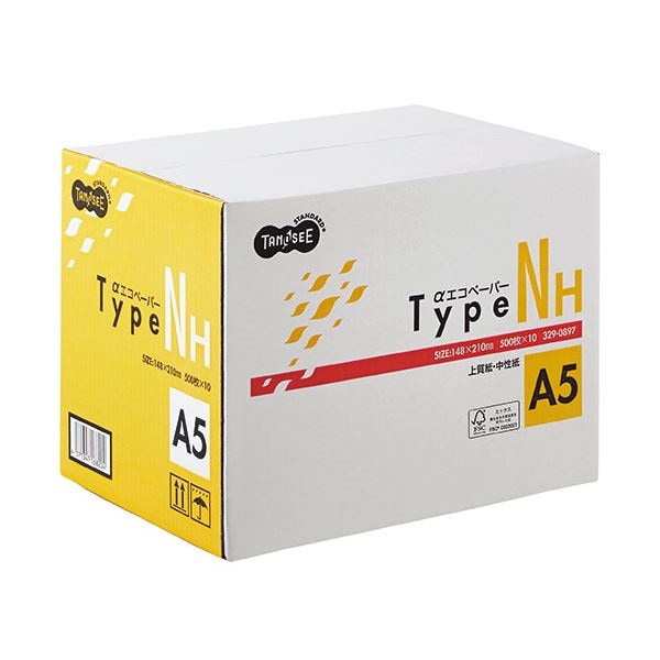 （まとめ） TANOSEE αエコペーパータイプNH A5 1箱（5000枚:500枚10冊） 5セット