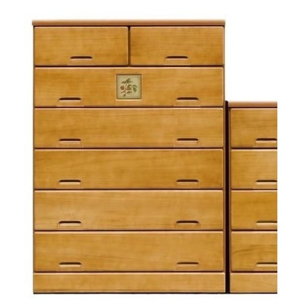 日本製 天然木 ハイチェスト 80cm幅 ライトブラウン 完成品 チェスト タンス 衣類収納 引出し収納