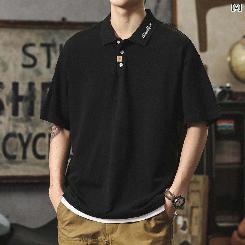 ポロシャツ メンズ 夏 大きいサイズ アメカジ フェイク ツーピース 半袖 Tシャツ アメリカ コットン100 アメリカンカジュアル スタイリッシュ