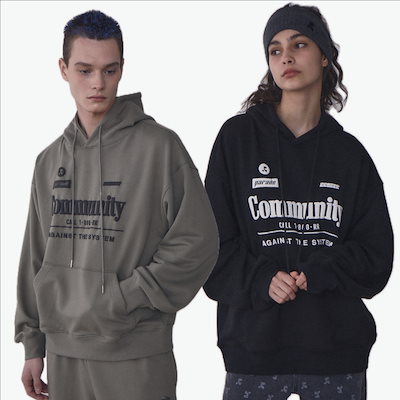 ★【Rest&Recreation】★RR COMMUNITY OVERSIZED HOODI.E★ RR COMMUNITY OVERSIZED HOODIE - BLACK - rest and recreation