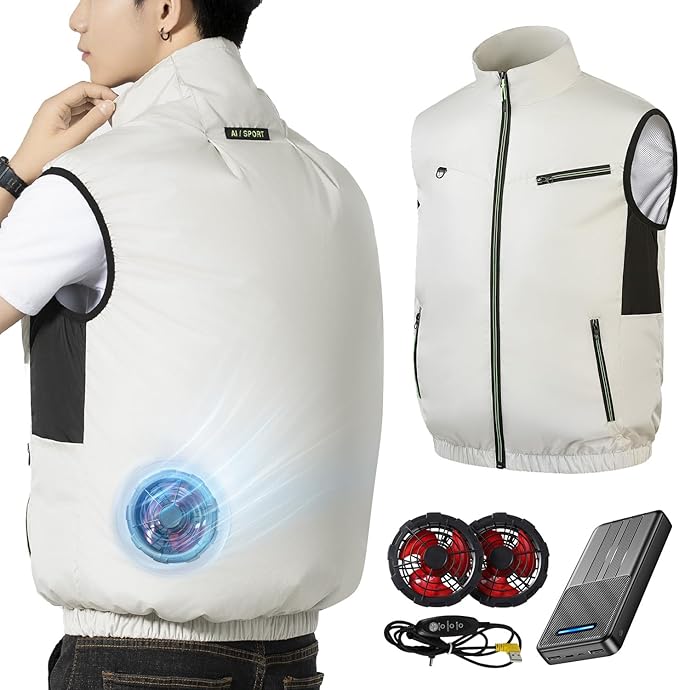暴風ファン 40800mAh大容量バッテリー 空調作業服 バッテリーファンセット ファン付きベスト 作業用 ジャケット 空調ウェア 3段階風量調節 7.4V出力対応 UVカット 撥水加工 男女兼用