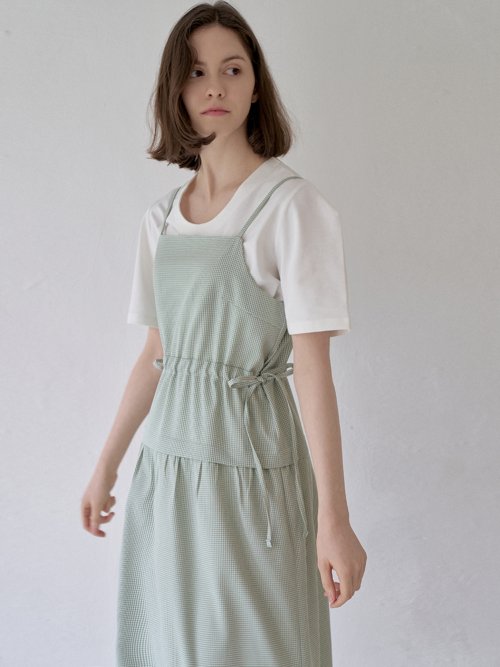 AVANT-G Gingham Check String Layered Dress - MINT