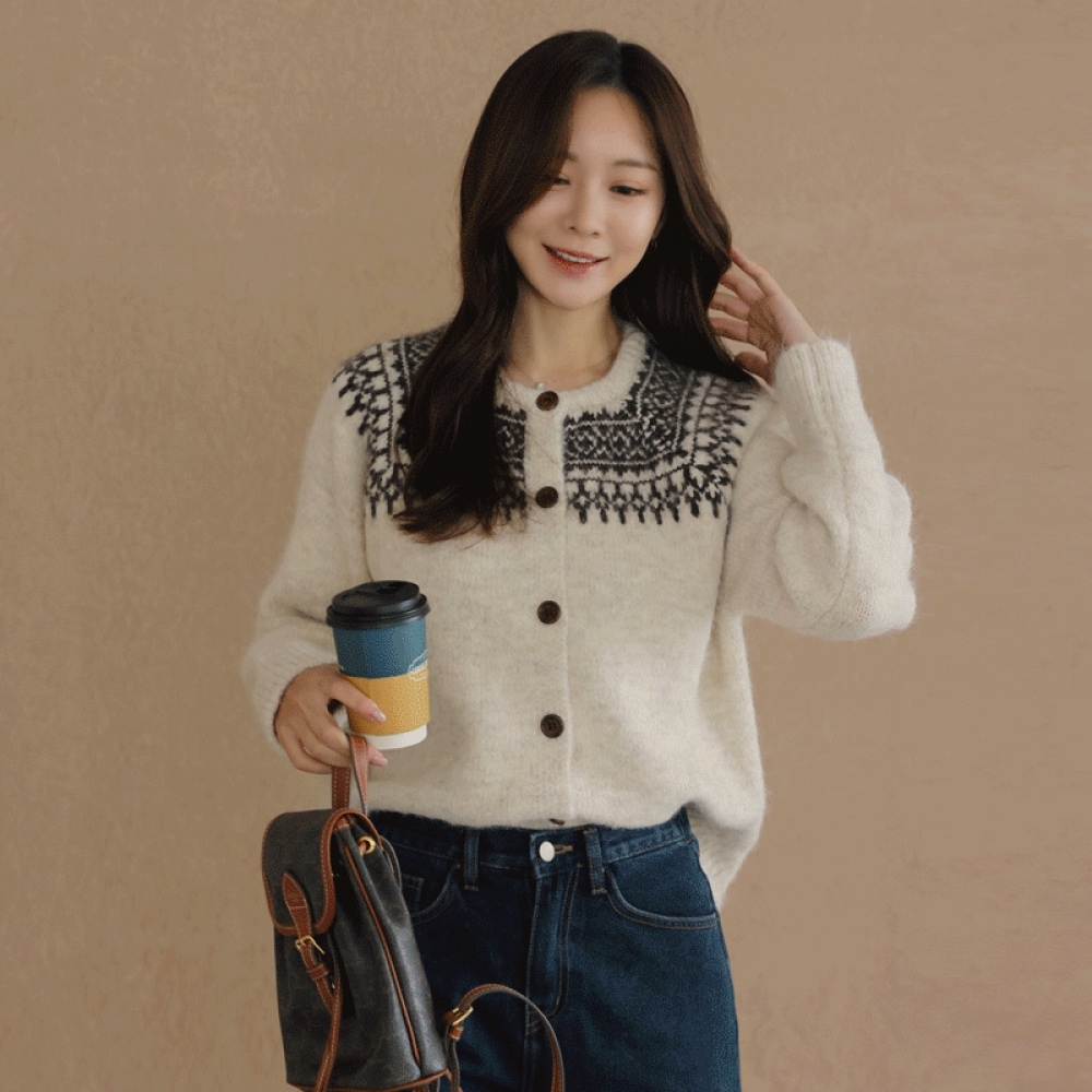 クリック＆ファニーダブルランウールノルディックニット