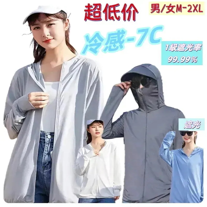 【本日限定】UV パーカー 着るだけ－7℃ 冷感 男女 長袖 ラッシュガード UVカット アウター メッシュ 素材 通気口 指穴 つば
