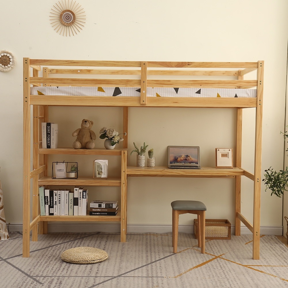 ベッドマットレス2段3段ベッド階段 【新作】ロフトベッド 北欧風 システムベッド デスク付く 収納 子供ベッド ハシゴ 耐震 木製 子供部屋 棚 シングルウッド