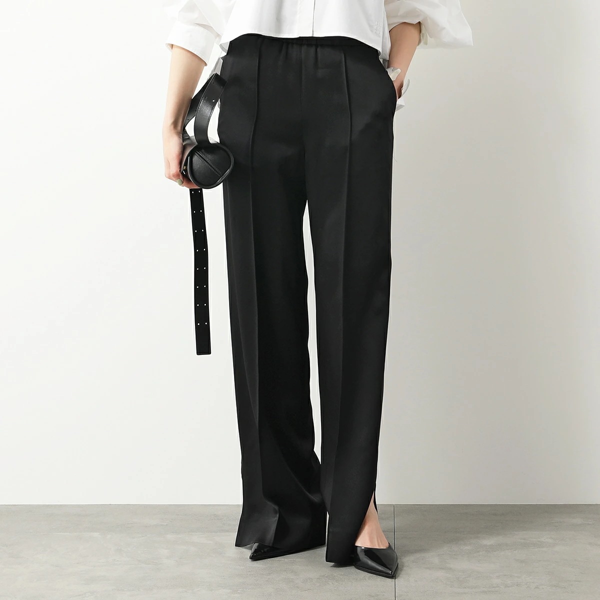 JIL SANDER ジルサンダー ワイドパンツ J02KA0180 J76018 レディース スリット ワイドレッグ センタープレス 001/BLACK