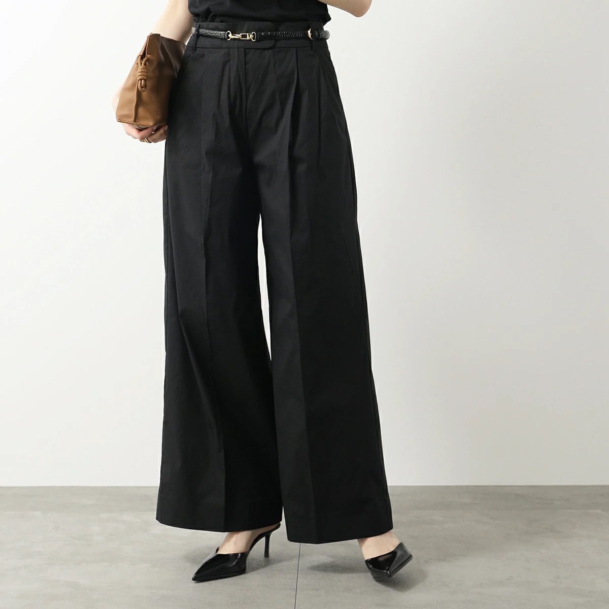 S MAX MARA エス マックスマーラ ワイドパンツ CASSIA レディース ストレッチ コットンブレンド スラックス 011