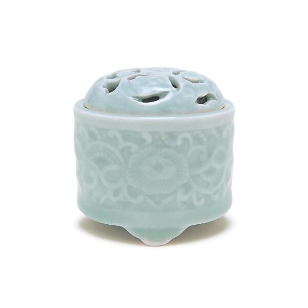 香合 青磁 唐草彫 有田焼 79126