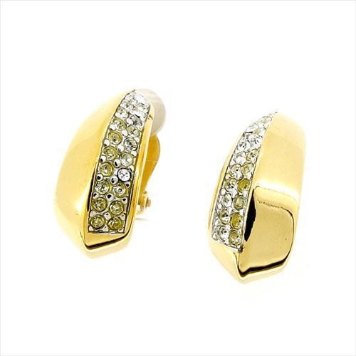 イヤリング クリップ式 アクセサリー ハーフリング ラインストーン付き ゴールド シルバー 中古