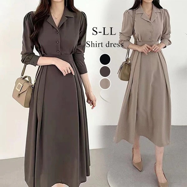シャツワンピース オシャレ ワンピ 長袖 ワンピース ニット 体型カバー 大人 上品 30代 代 bg128zezed7