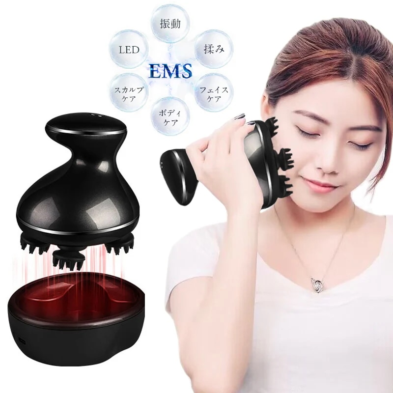 【爆発品】新刺激！EMS振動ヘッドスパ 頭皮マッサージ ヘッドマッサージャー LED美顔器 電動 ヘッドマッサージ 音波振動 EMS頭皮マッサージ器 美顔器 ヘッドスパ ヘアケア 電動頭皮ケア 洗浄