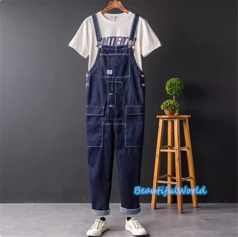 サロペット メンズ オーバーオール デニムオーバーオールつなぎ オールインワン サスペンダー ストリートアメカジ 作業服 春秋 お洒落24bdk11