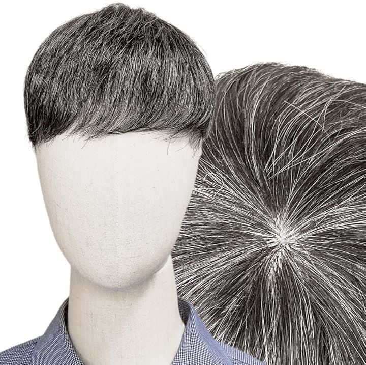 ウィッグ メンズ 白髪 グレイ 白色 灰色 グレー メンズウィッグ かつら ヘアピース トップピース ポイントピース 人工毛 シルバー トップウィッグ(シルバー, Lサイズ)
