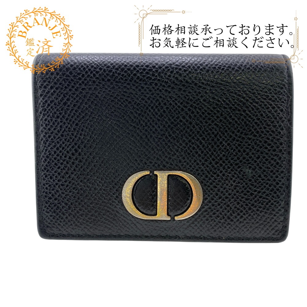 30 MONTAIGNE レザー 三つ折り財布 ブラック ブランド