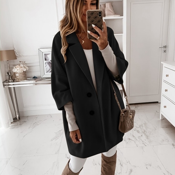 アウター コート ミディアム丈コート チェスターコート ７分袖 襟付き 前開き ボタン ポケット ミディアム丈 かわいい 大人可愛い きれいめ シンプル 上品 おしゃれ かっこいい カジュアル