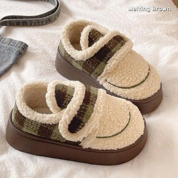 女性用ファーシューズ 冬用フラットシューズ SS76