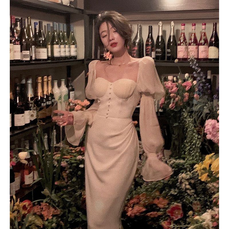 パーティードレス ウエディングドレス 長袖 白 二次会 結婚式ドレス パーティードレス エンパイア フォトウエ