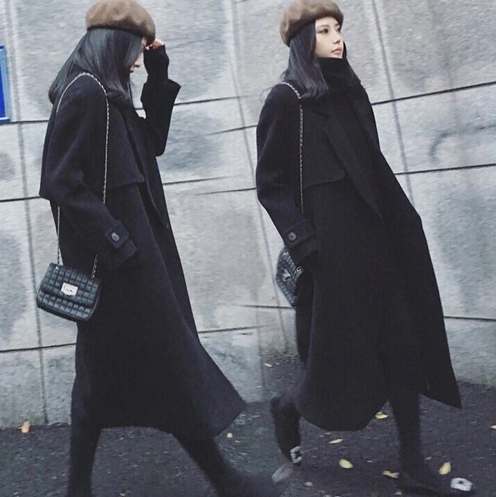 目玉品超人気チェスターコートロングコートレディースアウター秋冬黒ロング丈シンプル無地ウエストベルト大人きれいめ上品羽織り上着通勤オ