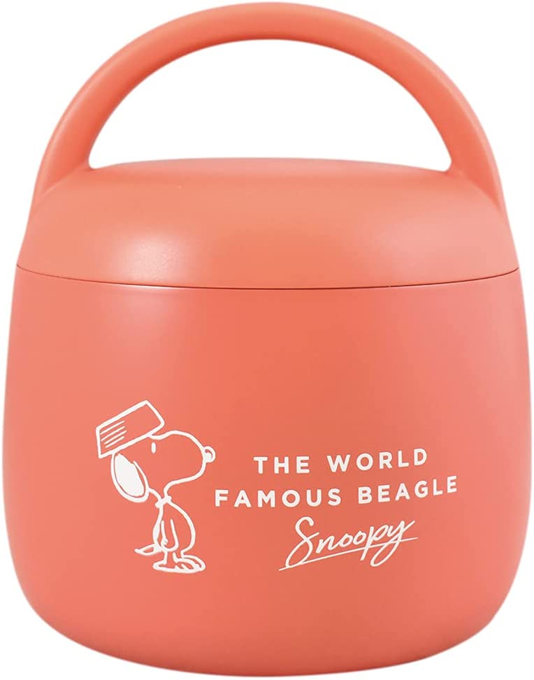 （在庫処分特価）[2個セット]大西賢製販 PEANUTS スヌーピー ステンレス フードポット ピンク Φ11.7xH14cm PG-3201