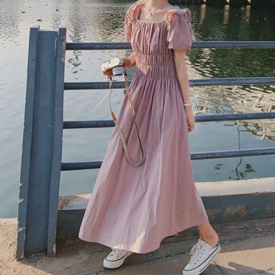 お得セットワンピース レディース 半袖 サマードレス パフスリーブ 10代 20代 30代 40代 ファッション 10698