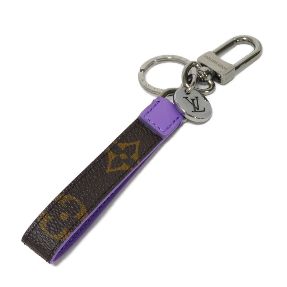 【中古】 キーホルダー LVロゴ フラワー LVシグネチャー ブラウン パープル ドラゴンヌ スリム モノグラム M00852