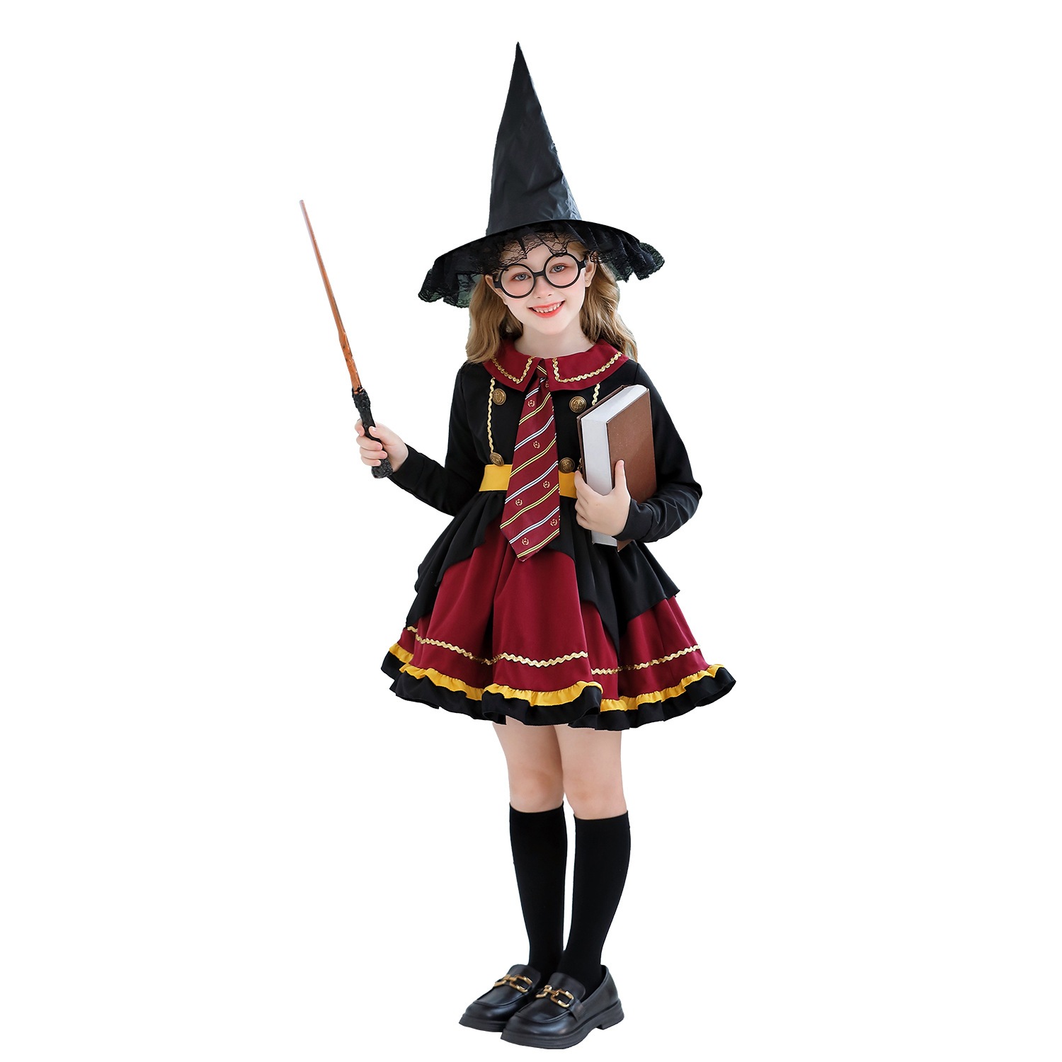 ハロウィン 子供 衣装 魔法 女巫 少女 ハリーポッター cos 衣装 学園 女児 発表会 衣装