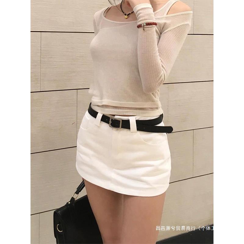 女性用ホワイトデニムミニスカート新しい夏のスタイルホットガールハイウエストスリミング多用途のAラインボディコンショートスカート