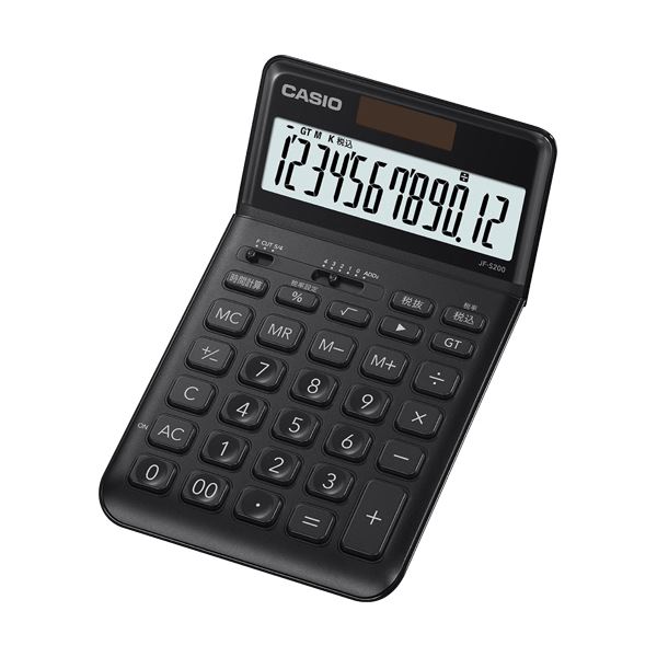 （まとめ）カシオ デザイン電卓 12桁ジャストタイプ ブラック JF-S200-BK-N 1台(2セット)