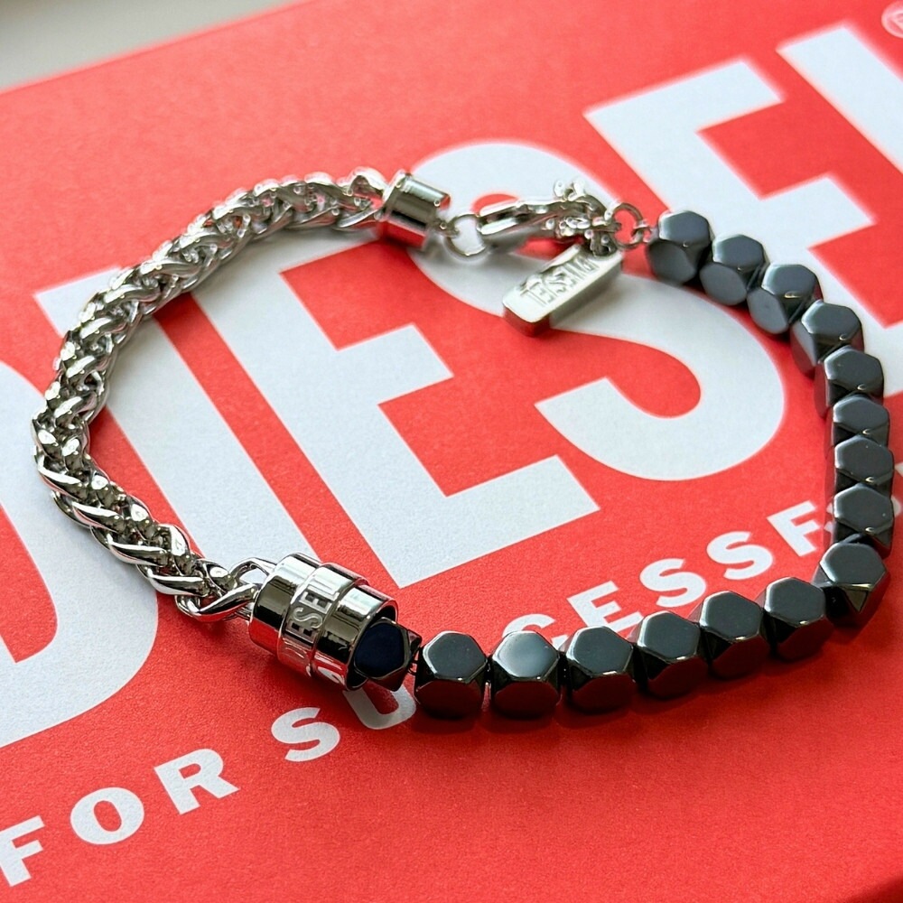 ディーゼル ブレスレット メンズ レディース ブラック シルバー コンビ ステンレス DIESEL おしゃれ ストリート系 ユニセックス プレゼント ギフト 彼氏 彼女 DX1647931 成人 卒業