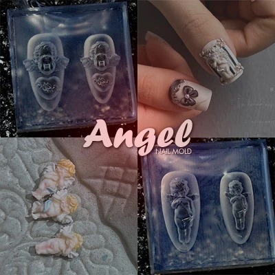 【10点セット】早く買いに来て 3D シリコン モールド ネイル ジェル パーツ クロス イエス ハート エンジェル カメリア63