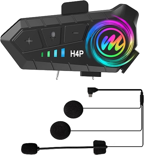 バイク用ヘッドセット, Moman H4 Plus バイクインカム用イヤホン AIボイス音声起動 独り使用 32時間連続使用 音楽共有 IPX6防水 TYPE-C 1000mAhバッテリー内蔵 Sir