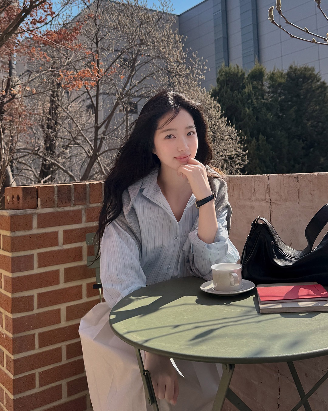 ジュニーツーウェイストライプシャツ韓国ファッション レディースシャツ・ブラウス