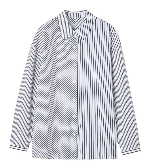 トップス シャツ 袖あり 長袖 襟付き かわいい 大人可愛い シンプル カジュアル 大人 おしゃれ お洒落 かっこいい 大人女子 こなれ感 ラフ メンズライク ボーイッシュ キュート ストライプ 春