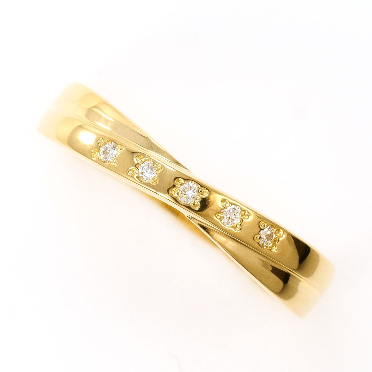 K18 18金 YG イエローゴールド リング・指輪 18号 ダイヤモンド 0.04 ct 総重量約2.2g 中古
