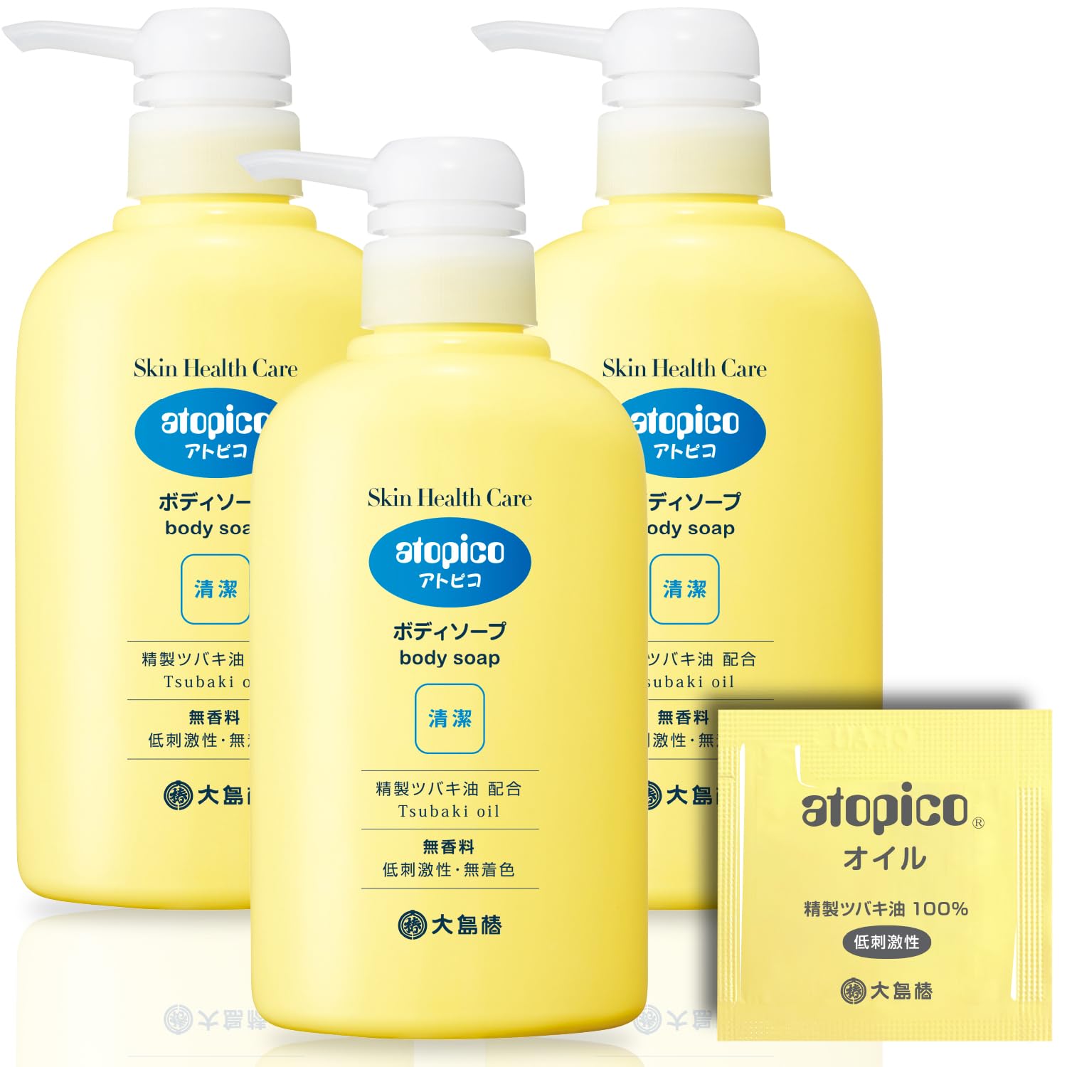 大島椿 アトピコ スキンヘルスケア ボディソープ 400mL×3本 サンプル付 無香料 保湿 乾燥肌