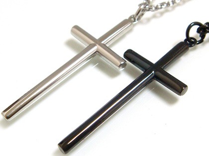 ステンレスアクセサリーアニバーサリーペアブラック＆スチールクロスステンレスネックレス/プレゼント/ギ
