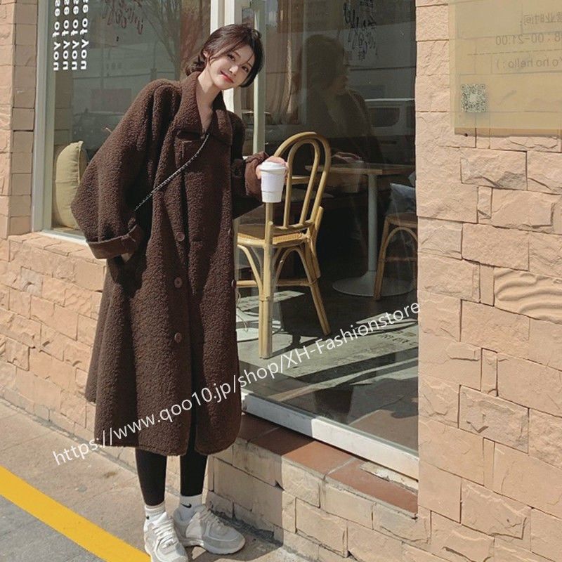【2枚購入で 2oo円OFF】カフェカラーのトレンチコートレディース秋冬新作韓国版ラム毛ミディアム丈の高級感ある英国風カジュアルトップス