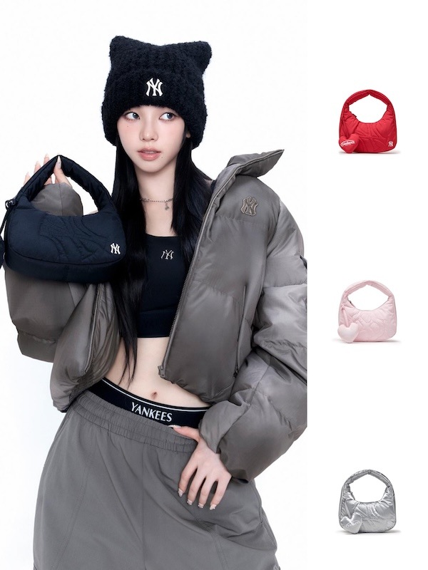 3ABQSM16N [KARINA PICK] ベーシック スポーティー ステッチ ミニ ホーボーバッグ ニューヨーク ヤンキース正規品保証 関税負担なし 韓国限定販売