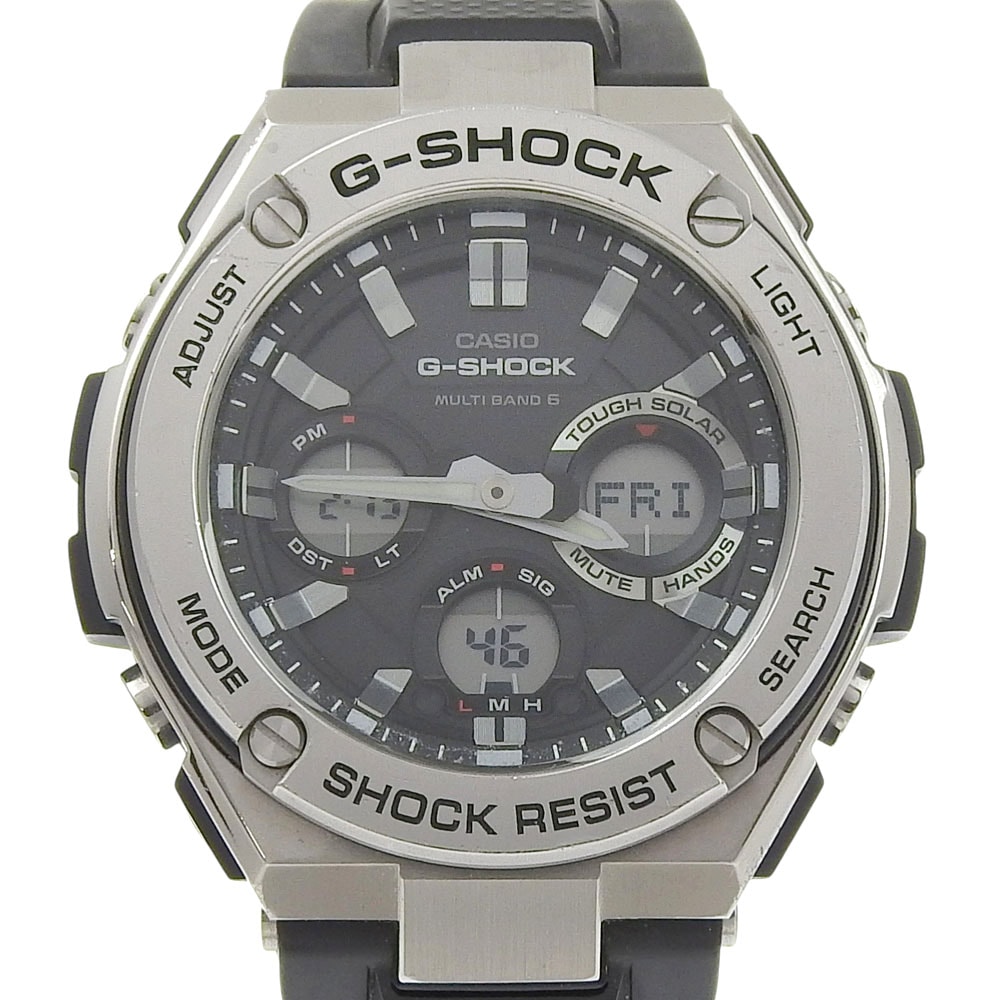 G-SHOCK GST-W110 腕時計 ステンレススチール ラバー ソーラー電波時計 アナデジ表示 メンズ 黒文字盤 中古品