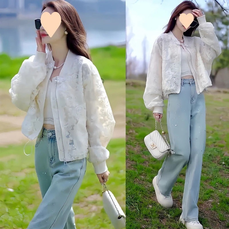 （細工が凝っている）レースジャックヤックチャイニーズスタイルの女性春と夏の新しい野球ユニフォームファッショナブルな小さなフレグランススタイルトップ