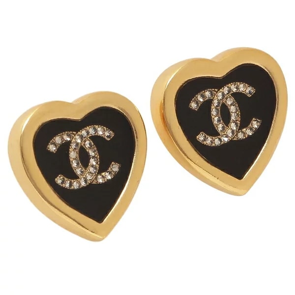 ピアス ハート ココマーク CCマーク ゴールド ブラック レディース ABG311 B21880 U3496