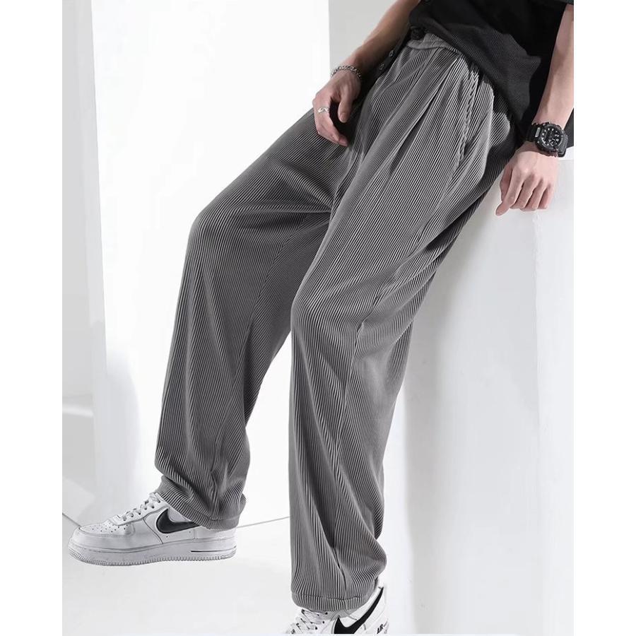 【超お得1つ買うと10個もらえる】ジョガーパンツ ワイドパンツ メンズ アイスシルク 接触冷感 ひんやり 薄手 無地 ドレープ リブ ロング丈 スポーツ 春 夏 秋 ゆったり