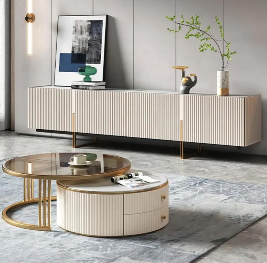 北欧風スタイルホワイトTVユニットスタンドメントセンターキャビネットリビングルーム家具用 岩板キャビネット