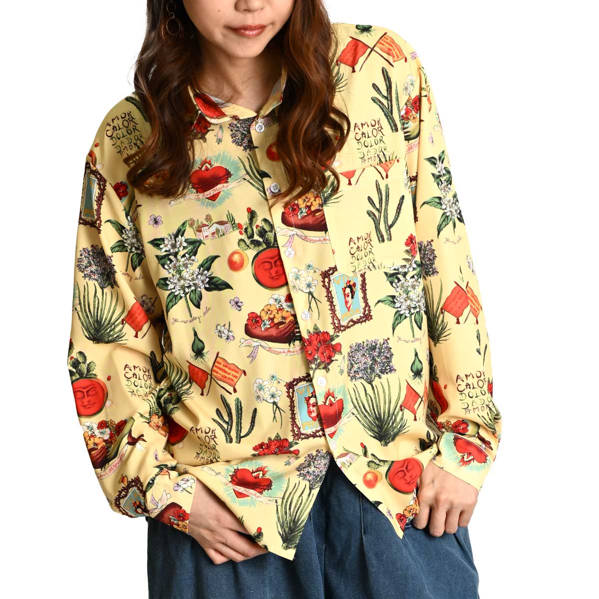 柄シャツ メンズ レディース 長袖 シャツ ブラウス 総柄 柄 花柄 春 夏 長袖シャツ 長袖ブラウス トップス 総柄シャツ 羽織 柄ブラウス サボテン メキシカン アロハ 大きいサイズ ゆったり オ 5,115円