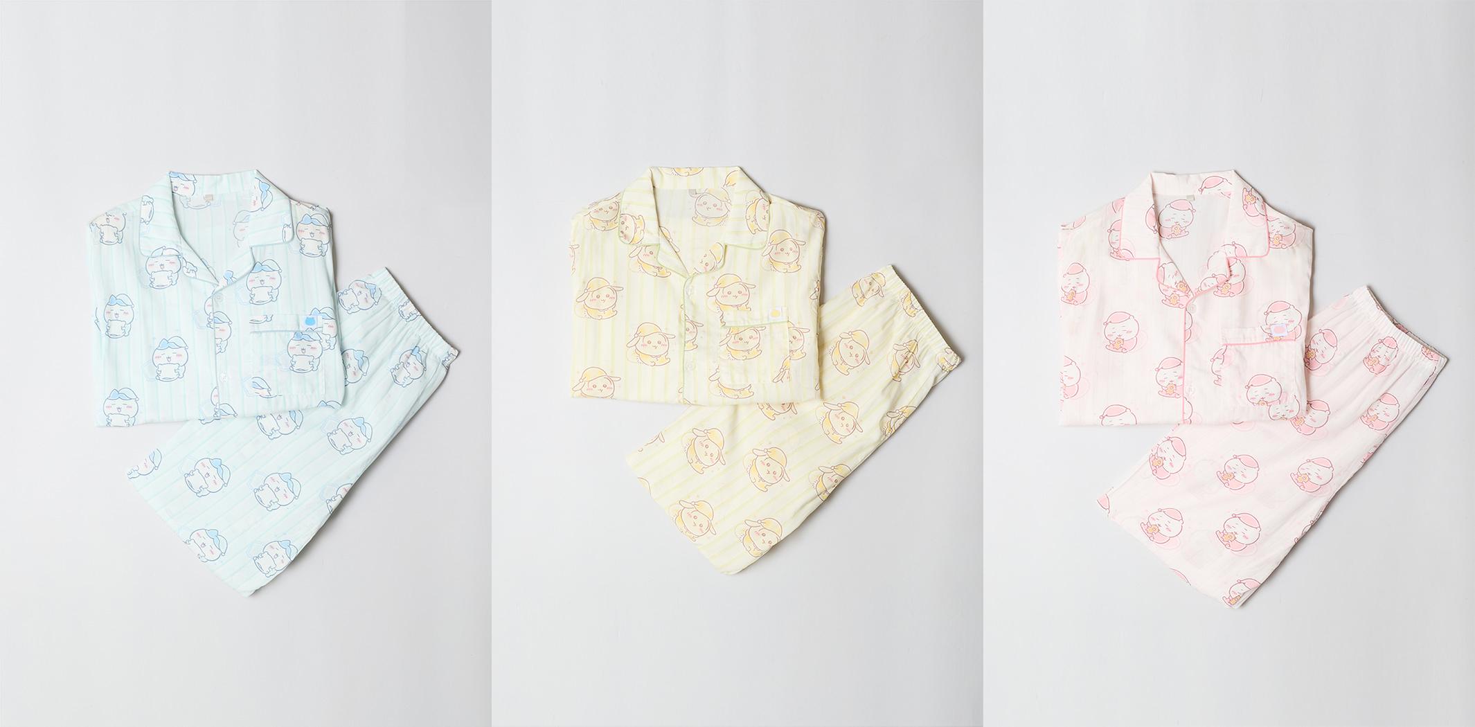 [ちいかわ] 韓国限定 韓国人気 ユニセックス ファッション トレンド パジャマ セット 長袖 パジャマ ホームウェア (3カラー) - Blue/Yellow/Pink