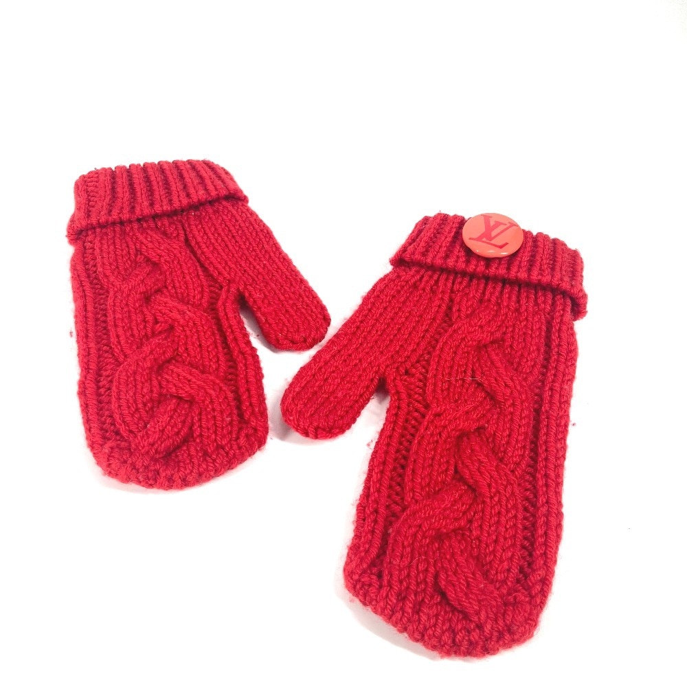 手袋 モーフル コンスタンス グローブ ミトン 缶バッジ付き ウール レッド