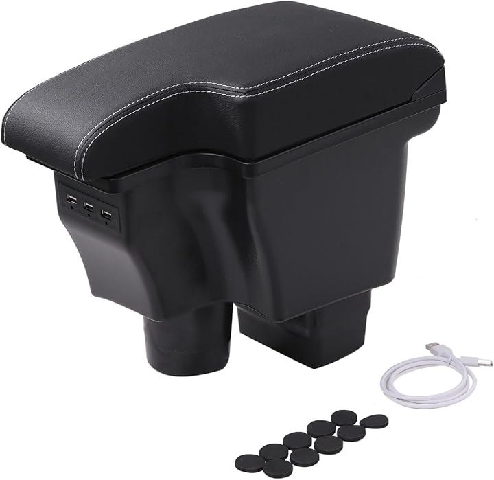 マツダ 用 アームレスト コンソールボックス USBポート 付 mazda CX-3 DK5 デミオ DJ3 DJ5 対応 多機能 小物入れ 収納 BOX 肘掛け(ホワイトステッチ) 5,442円